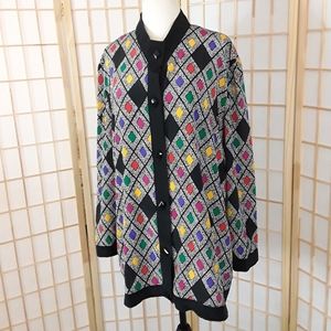 Vintage 80s Funky Flowy Button Down Blouse Plus Size 18